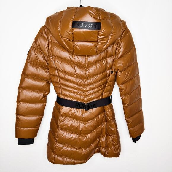 NWT Rudsak Malaya Dark Caramel Regular Length Lightweight Belted Puffer Jacket S - Picture 8 of 16